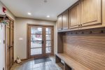 Chalet Entry features Bench Seating, Hooks, Cubbies, Ski & Snowboard Boots Drier